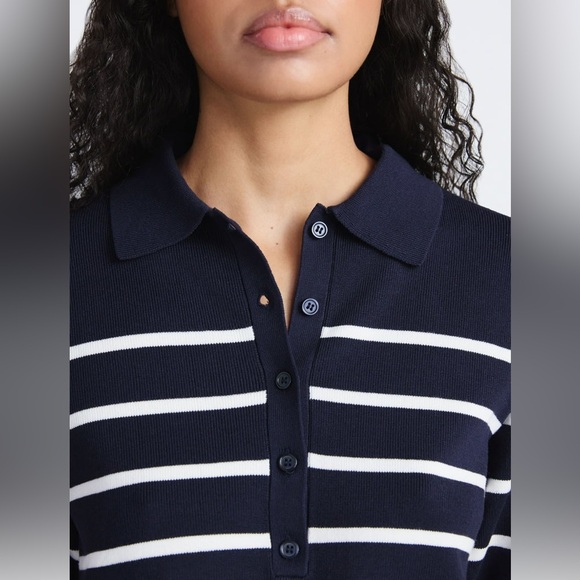 NWT Free Assembly Women's Collared Sweater Tee With Puff Sleeves, Lightweight - Picture 2 of 13